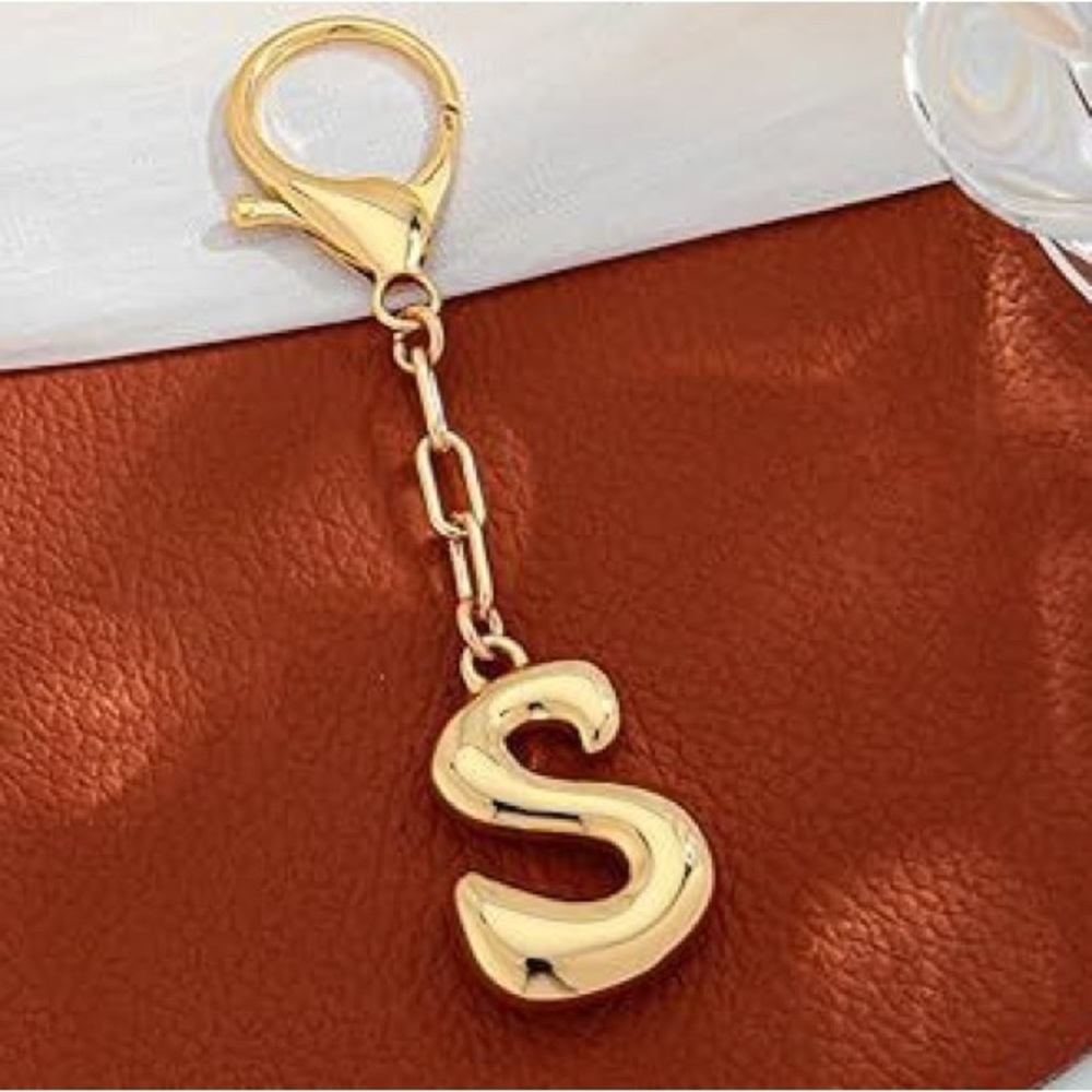 Gold Bubble Initial  Keychain (5102)